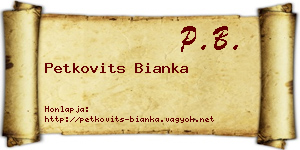 Petkovits Bianka névjegykártya