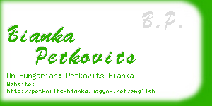 bianka petkovits business card